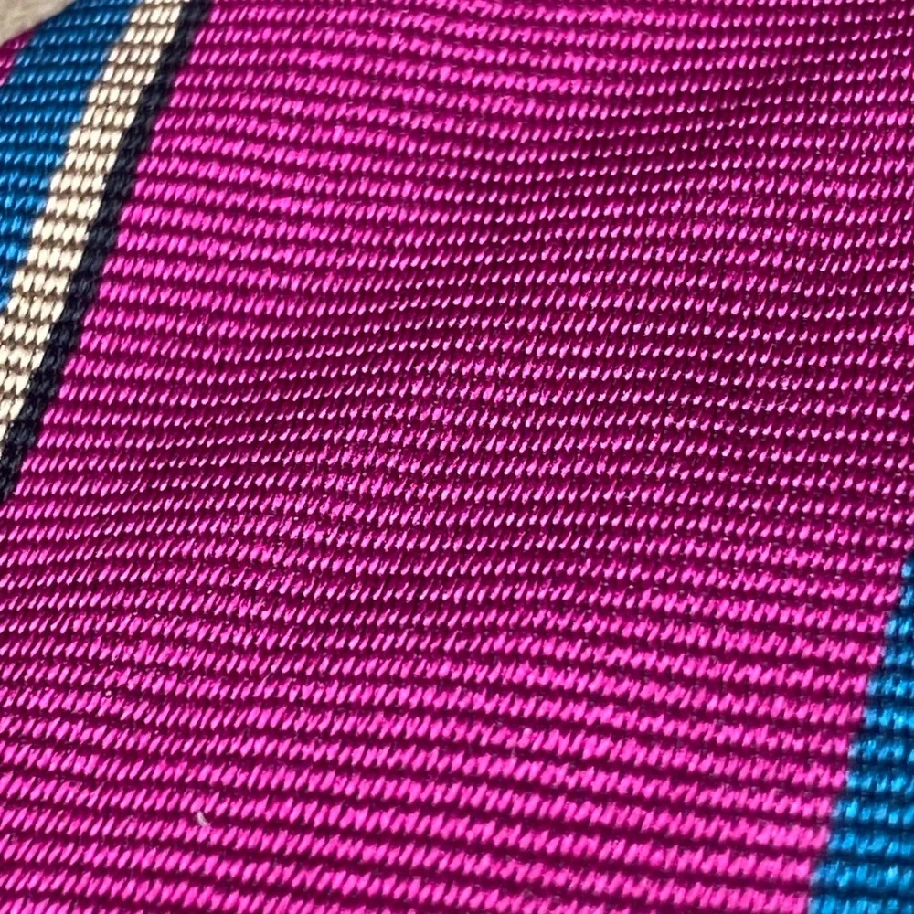 Vintage Ferrell Reed Repp Silk Bow Tie Magenta‎ Teal Striped Self Tie Adjustable